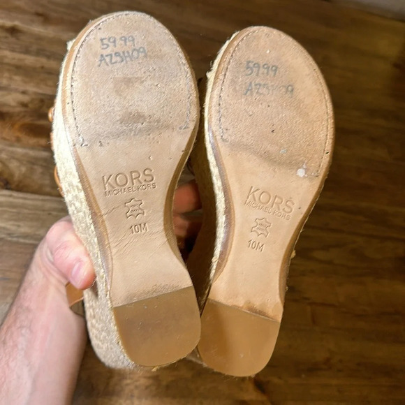 Michael Kors MK Espadrilles Wedge Sandals Shoes 10M Brown - Picture 10 of 12